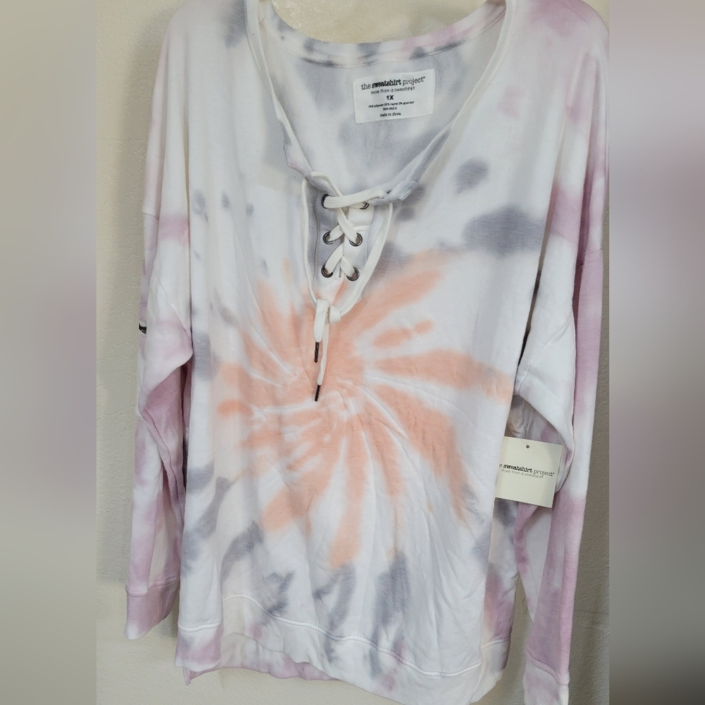 The Sweater Project Tie-dye Lace Up Sweater